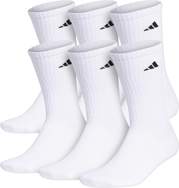 adidas Mens Athletic Cushioned Crew Socks 6 Pairs Durable & Comfortable