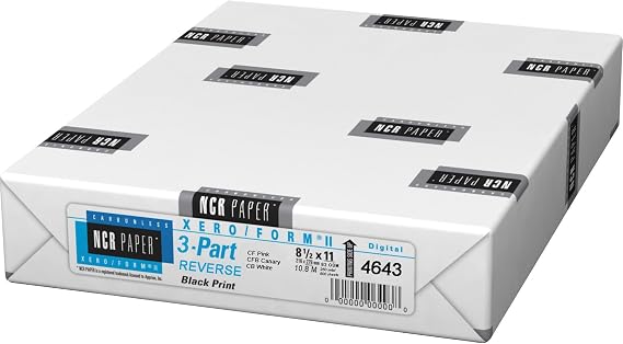 Ncr Paper NCR4643 Carbonless Paper,3-Part Rev,167 Sets-PK,8.5 in. x 11 in.,PK-CY-WE