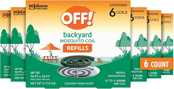 OFF! Backyard Mosquito Coil Refills Repels Mosquitoes for Patio and Deck Outdoor Use Up to 4 Hours per Coil 6 Count (Pack of 6)