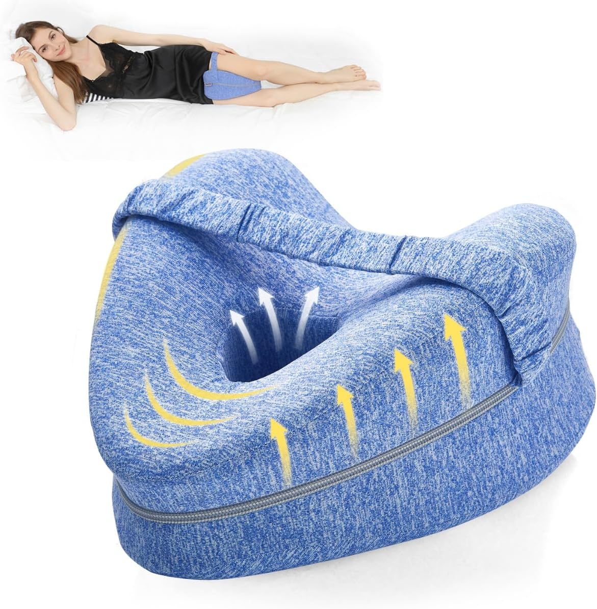 BEAUTRIP Leg Pillow | Ergonomic Side Sleeping Pillows | Memory Foam Knee Pillow with Strap for Side Sleeper | Leg Support Cushion with Removable and Washable Cover