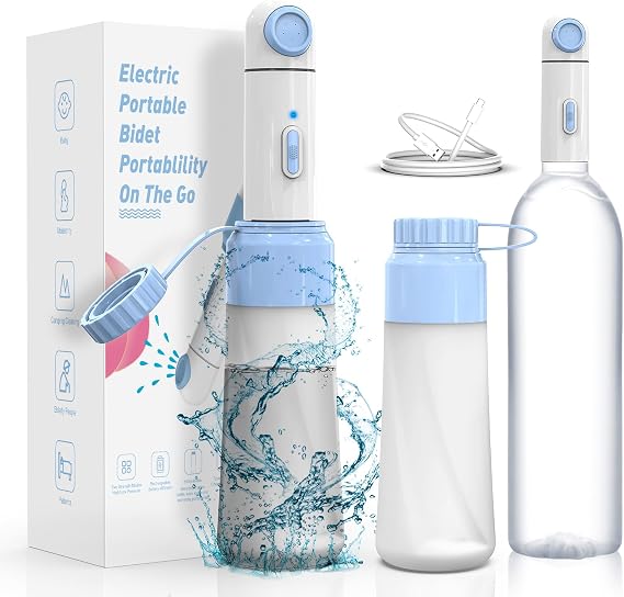 Portable Bidet for Travel 350ml High Pressure Handheld Electric Portable Bidet - IPX7 Waterproof, Pocket-Sized Rechargeable Travel Budet Bottle for Women, Men & Baby - Personal Hygiene Cleaning