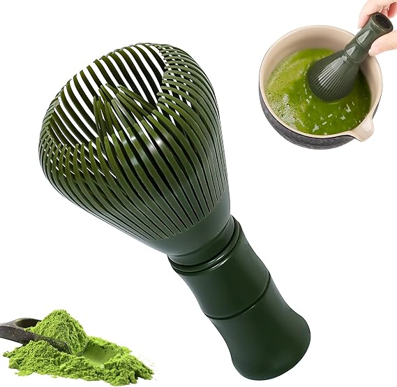 Matcha Whisk, Reusable Dishwasher-Safe Tea Whisk for Matcha, Traditional Handcrafted Japanese Matcha Tea Mixer Brush Mixing Tool for Frothy Matcha Tea Ceremony, Perfect Matcha Lattes-Green