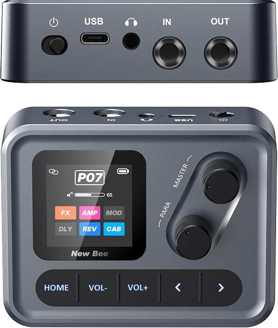 Guitar Effects, Guitar Pedal Bass Multi-Effects Processor with 6-Module Effects Unit and 80 Editable Presets, USB OTG Audio Recording with App and Bluetooth for Bass Acoustic Guitar Performance