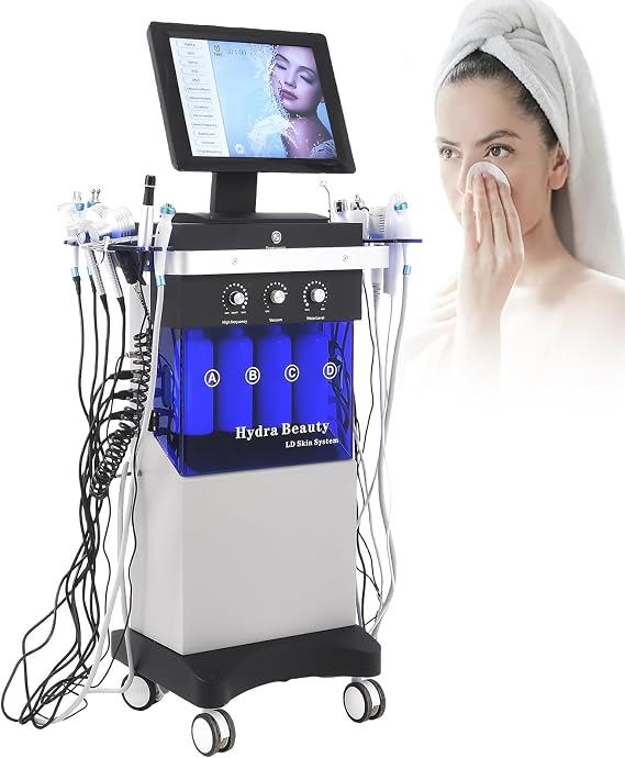 Hydro Facial Beauty Machine - 14 in 1 Hydra Dermabrasion & Skin Scrubber for Deep Pore Cleansing & Dead Skin Removal - Ideal for Home, Spa, and Beauty Salon