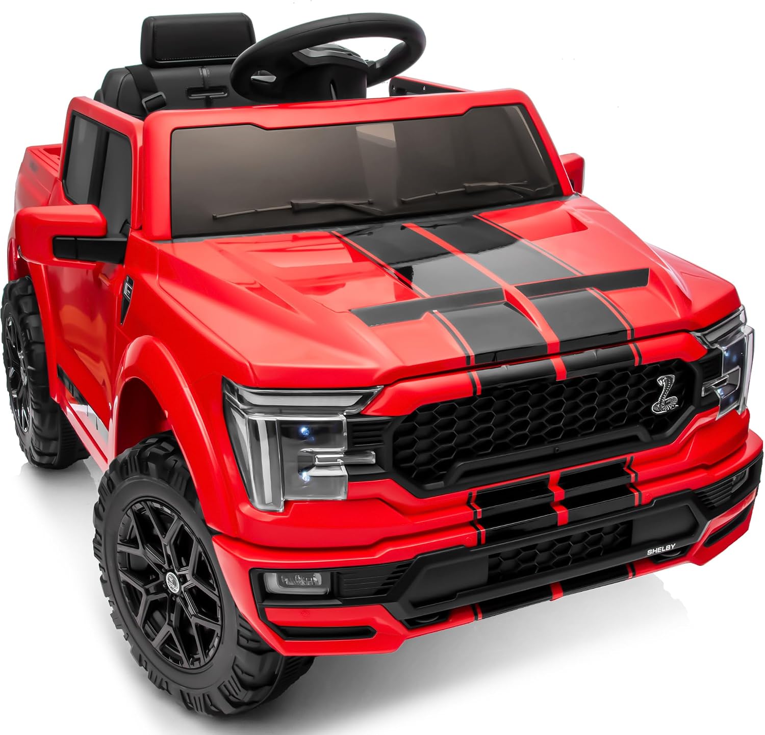 Licensed Ford Shelby F-150 Kids Ride on Car, 12V Electric Car for Kids 3-5 with Remote Control - Red