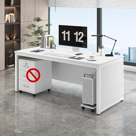 Large Executive Office Desk with Drawers & Storage Shelves Modern Computer Table for Home Office Stylish Business Furniture (120x70x74cm/47x27.5x29in)