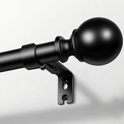 Zeerobee Curtain Rods for Windows 144 to 168, 1 Inch Adjustable Heavy Duty Black Curtain Rod, Outdoor Indoor Room Divider Modern Drapery Pole, 144-168