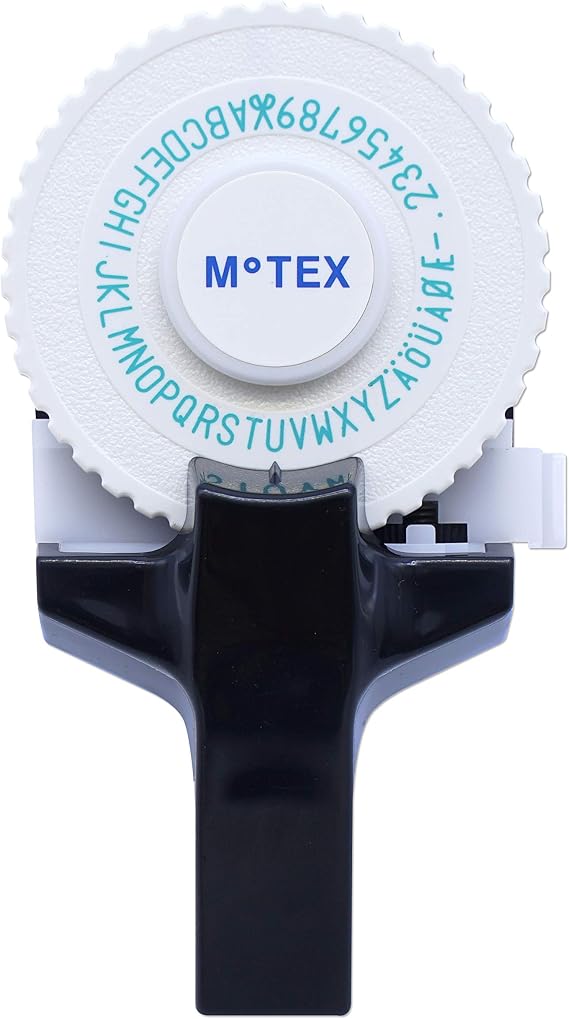 Motex Embossing Label Maker, Labeling Tool, Old School Label Maker, for Manual Label Embossing- E-101 (1 Wheel, Black)