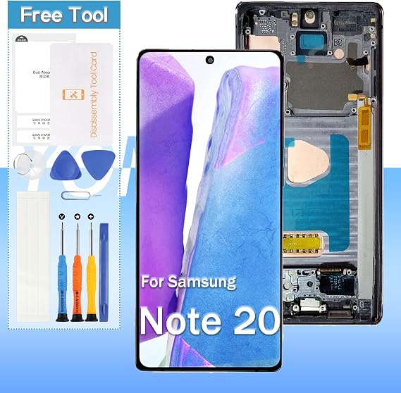 Screen Replacement for Samsung Galaxy Note 20 5G /Note 20 4G SM-N981U, SM-N981A, SM-N981W, SM-N980 6.7" (OLED) LCD Display Digitizer Touch Assembly Repair.(Black with Frame)