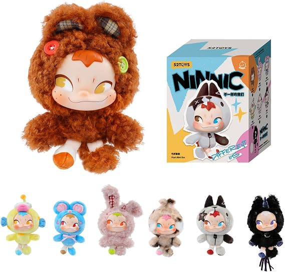 52TOYS NINNIC Different Us Series Plush Keychain Blind Box Stuffed Animal Plush Toy with Soft and Adorable Design, 1PC Perfect for Cuddling, Display, and Unique Posing, Ideal Gift for Birthday Party