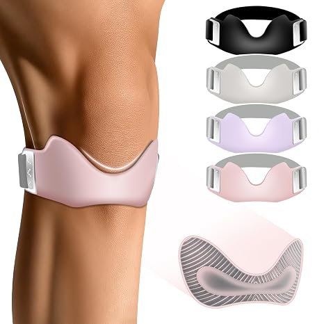 Silicone Patellar Tendon Support Strap 2 Pack, Adjustable Non-Slip Patella Band Stabilizer Knee Brace for Running, Hiking, Jumpers Knee, Tendonitis, Basketball, Volleyball, Squats