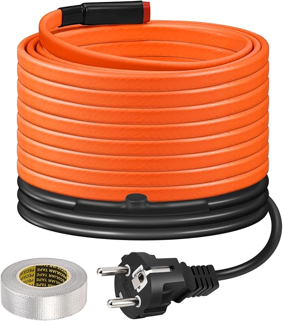 10 m Frost Protection Heating Cable with Thermostat 25 W/m Pipe