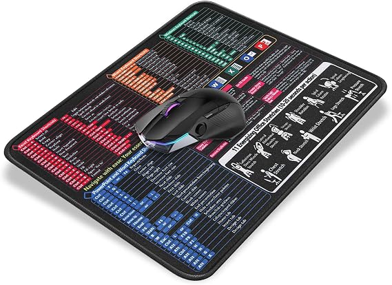 Excel Cheat Sheet Desk Mat Small 300x250 mm Excel Mouse Mat for Desk Excel Mouse Pad Excel Shortcuts Mouse Mat Excel Formula Desk Mat for Office Gifts Computer Keyboard Desk Protector Mat