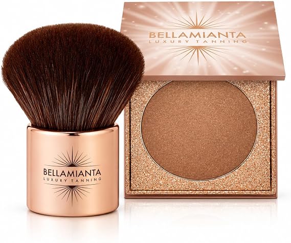 Bellamianta Bronzing Duo Bundle Illuminating Bronzer Powder & Luxury Baby Kabuki Brush Set