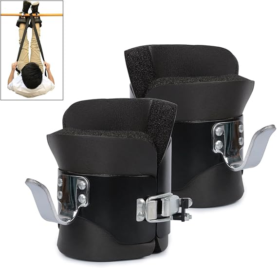 One Pair Anti Gravity Inversion Hang Up Boots with 2 meters Assist Band NBR Foam Padding and Safe Locking Clips