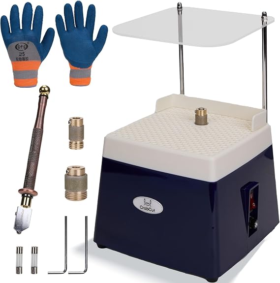 Mini Stained Glass Kit Grinder,Automatic Water-Filling 360° Anti-Dust 220V 4200RPM Brushless Motor Speed Adjustable Precision Edging Shaping for Glass Arts,Tile,Jewelry Making,Mosaics Deco