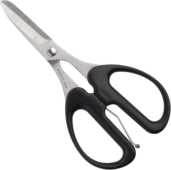 ALLEX Leather Scissors Professional Heavy Duty Sharp Japanese Stainless Steel, Leather Cutting Scissors Spring Loaded Handle, Made in JAPAN, Black