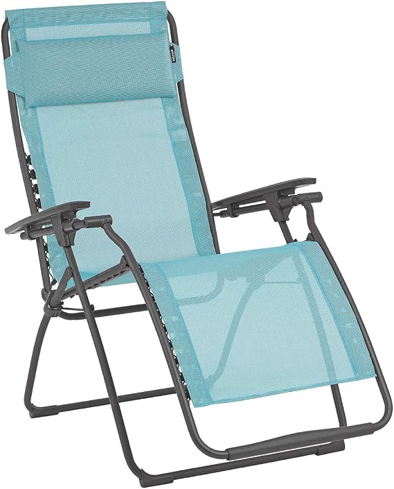 Lafuma Futura Zero Gravity Patio Recliner (Lac Blue Batyline Canvas) Outdoor Folding Lounge Chair