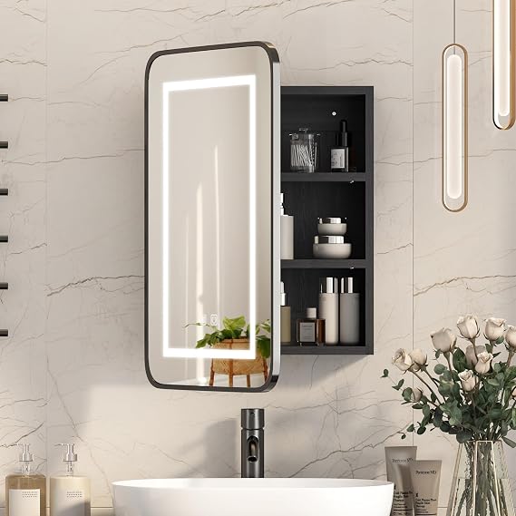 Lighted Bathroom Mirror Cabinet,LED Bathroom Cabinet with Mirror [Energy Class E]