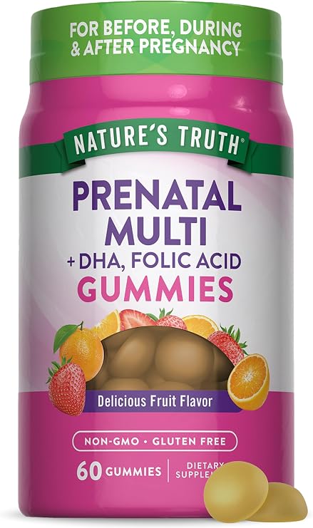 Nature's Truth Prenatal Multivitamin Gummies | 60 Count | with DHA& Folic Acid | Fruit Flavor | Non-GMO & Gluten Free Supplement