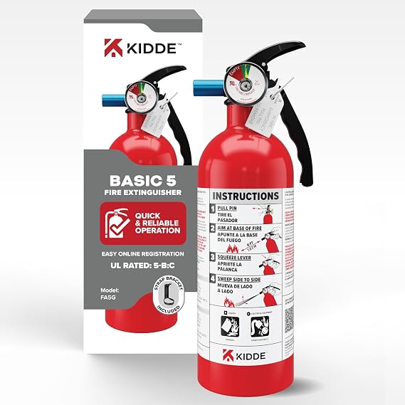 Kidde Basic 5 Fire Extinguisher for Home, 5-B:C, FA5G