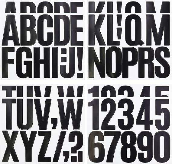 6 Sheets 3 Inch Letter Stickers, 2 Sheets Vinyl Number Stickers - Black | for Waterproof Alphabet Number Sticker for Mailbox, Water Bottle, Luggage and Marks