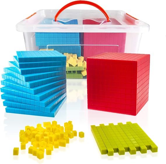 Base Ten Blocks Set - 121PCs Base 10 Set Learning Math Manipulative Teach Kids Volume, Place Value and Number Concepts for Early Counting Math in School or Home