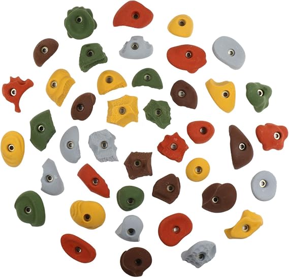 Atomik Rock Climbing Holds Set of 40 Bolt-On Variety Pack in Assorted Earth Tones