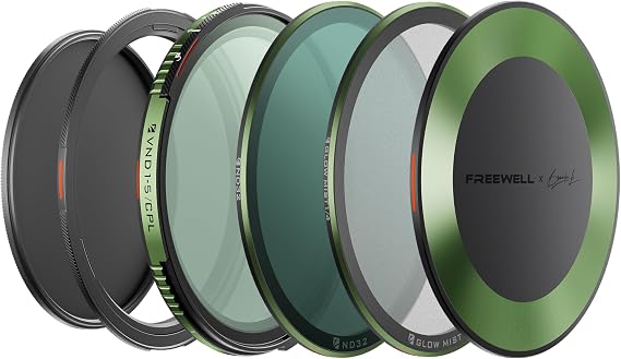 Freewell x Brandon Li 82mm Variable ND/CPL Pro Kit 1-10 Stop with ND32, Glow Mist 1/4, Front & Rear Caps, 82mm Base Ring, Magnetic + Locking Filter for Video & Photography
