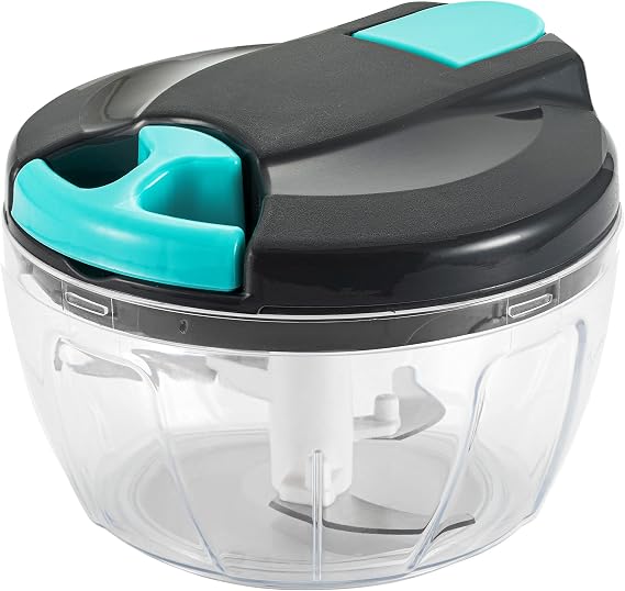 Multi-Function Manual Food Processors & Chopper with Cover and Handle, Garlic Press Vegetable Chopper Shredder,Suitable for Onions Garlic Carrots Gingers Peppers Fruits,Ideal Gift for Kitchen(Blue)