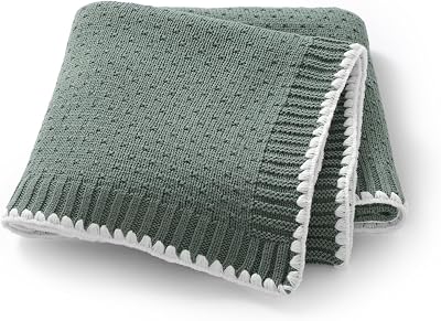 DovFanny Knit Baby Blanket Soft Swaddle and Receiving Blanket for Newborns, Toddlers, Boys and Girls, Cotton, Nursery and Baby Gift