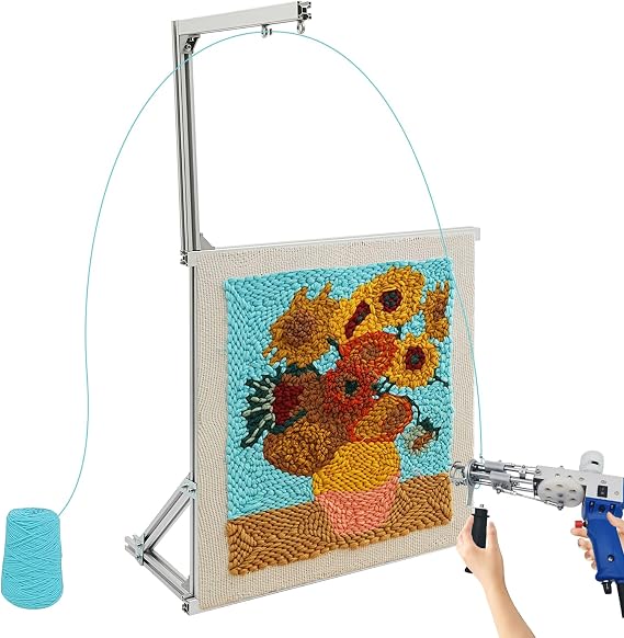 Tufting Frame,Aluminium Alloy 39.37'' X 34.25'' Rug Tufting Frame Kit with 2 Practical G-Clamps,Tabletop Rug Making Tool with 8 Corners to Fix,Left Right Adjustment Range 3.94-34.43In