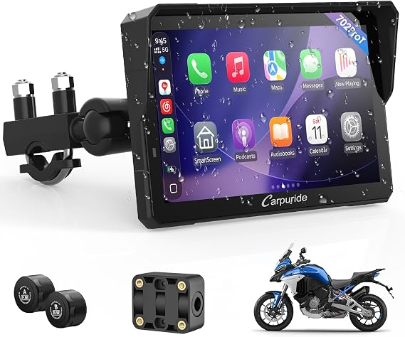 Carpuride W702T PRO 7" Motorcycle with CarPlay & Android Auto & TPMS