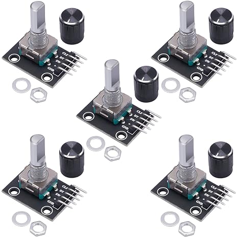 Taiss / 5Pcs KY-040 Rotary Encoder Module with 1516.5 mm with Knobs Cap