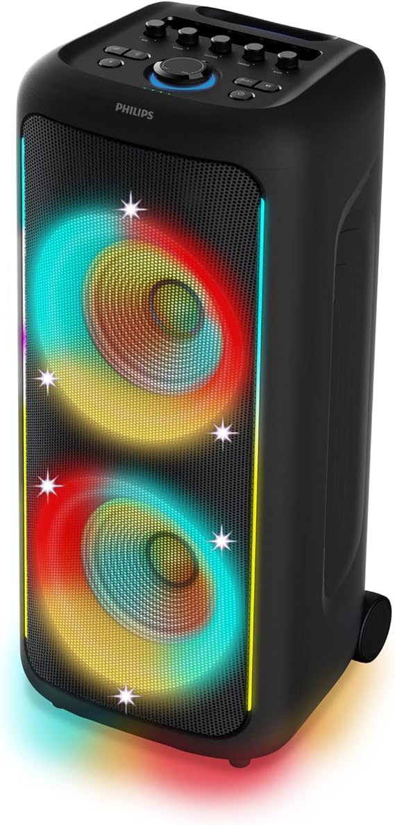 Philips TAX5000 Bluetooth Party Speaker - 14 Hours Play Time, Dual 8" Woofers, Bass+, 200W Max Power, TWS, Auracast - Black