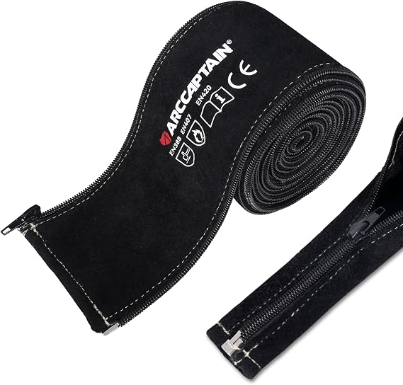 ARCCAPTAIN TIG Welding Torch Cable Cover Resistant Leather with Zipper 12FT
