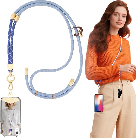 Yiflin 3-in-1 Two-toned Phone Lanyard, Adjustable Anti-Theft Crossbody Phone Strap with Phone Tether Tab