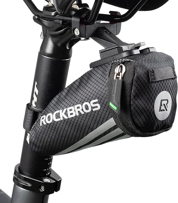 ROCKBROS Bike Saddle Bag Bike Seat Bag Bicycle Seat Bag Cycling Seat Pack Under Seat Pouch Mini Saddle Bag MTB Route Bike Strap Quick Release Black
