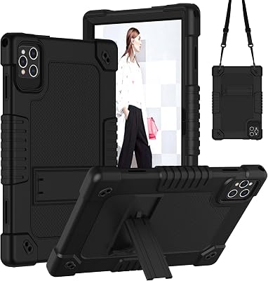 for MEIZE D115 10.1 Inch Tablet Case Shoulder Strap Stand Kids Friendly Case for ANTEMPER D106 Digiland S10 10.1 inchDOMATON D105Relndoo YOBANSE T618Digiland DL 1050 10.1 inch Black