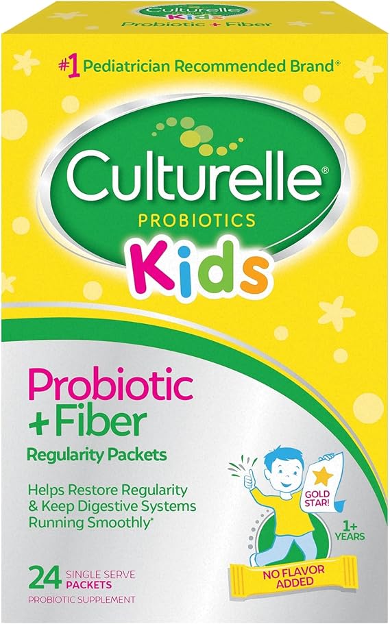 Culturelle Kids Probiotic + Fiber Packets, Ages 1+, Unflavored, 24 Count