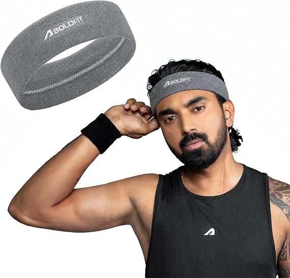 Boldfit Gym Headband for Men and Women - Sports Headband for Workout & Running, Breathable, Non-Slip Sweat Head Bands for Long Hair