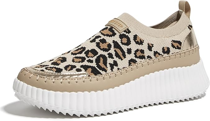 LUCKY STEP Women Platform Sneakers Slip on Knit