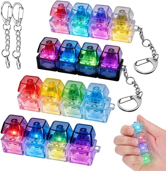 4Pcs Keyboard Fidget Toy, Mini Fidget Toys for Adults with LED light