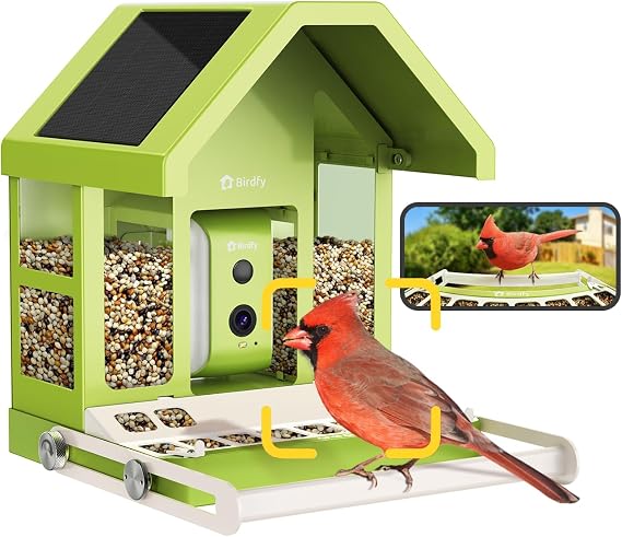 Birdfy Smart Bird Feeder Camera, Durable Metal Feeders: Auto-Identify & Notify, Capture Videos, Live Bird Watching Camera Wireless Outdoor, Solar Powered, Lifetime AI Included