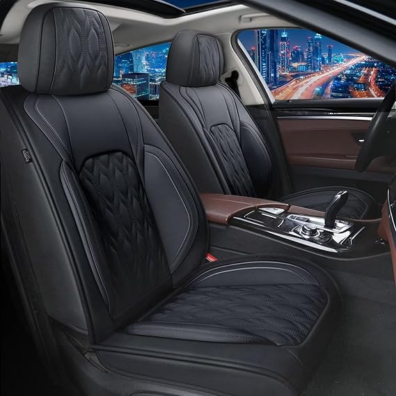 DISUTOGO Full Set Waterproof Leather Seat Covers for Toyota Camry 2002-2026, Custom Fit Car Seat Cushions for 5 Seats, Airbag Compatible Auto Seat Protectors (Black)