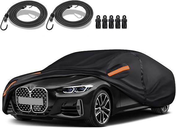 Special 16-Layer Full Car Cover Fit for 2014-2024 BM-W 420i 430i 435i 440i Series/ M4 Ultra Heavy 600D Oxford Cloth, All-Weather Protection Summer Sun Exposure and Winter Snow Rain Dust UV