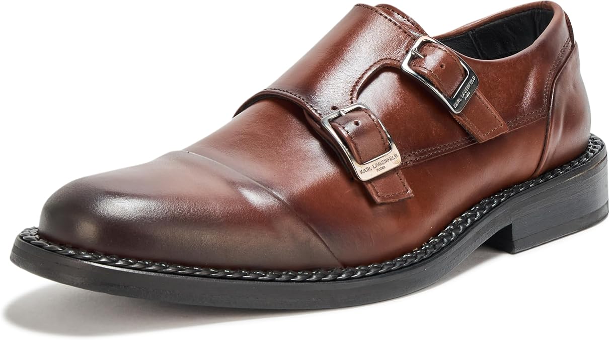 Karl Lagerfeld Men's Double Monk Captoe Dress Shoe