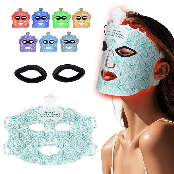 Red Light Mask for Face Women - 7 Colors Red Light Face Mask, Face Mask Skincare at Home, Cordless Device, Skin Care Mask Suitable for Women