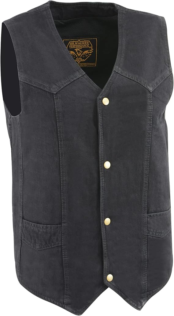 Men's 100% Cotton Basic Denim Vest S (40) Black