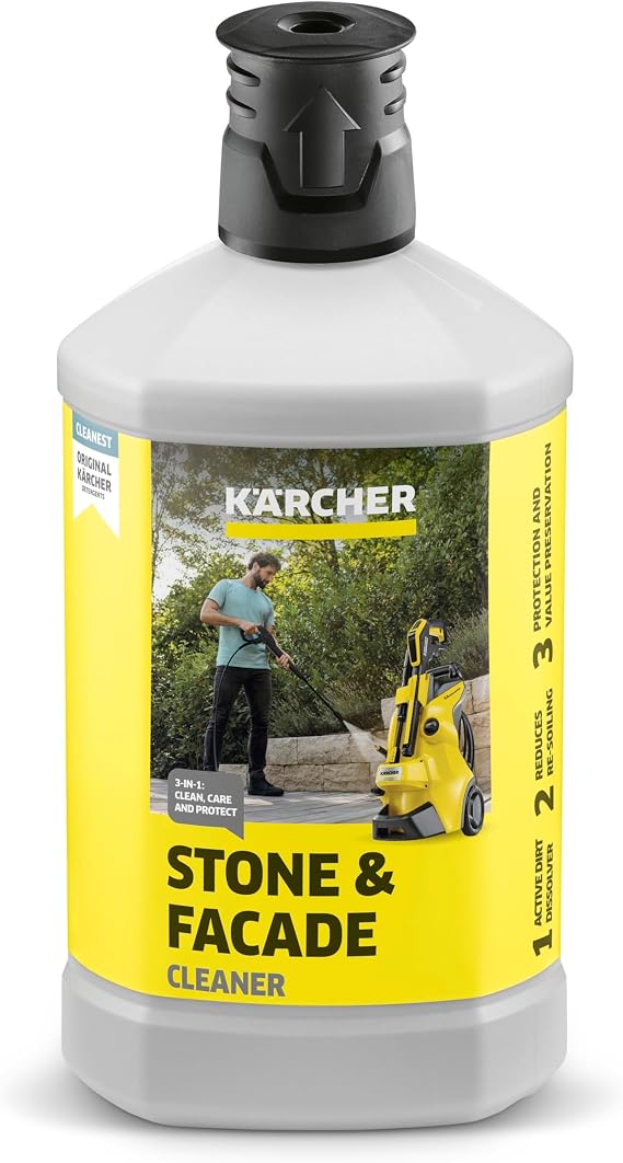 Kärcher Stone and facade cleaner RM 611 3-in-1 formula 1 litre for cleaning stone and facade surfaces with wind and weather protection for ideal care of stone surfaces